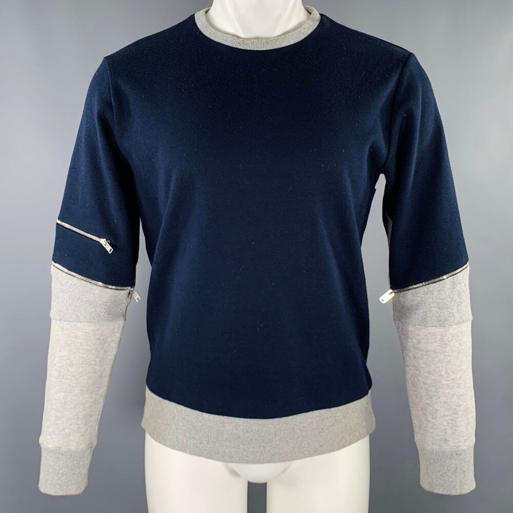 TIM COPPENS Size M Navy Grey Mixed Fabrics Acrylic Blend Sweatshirt